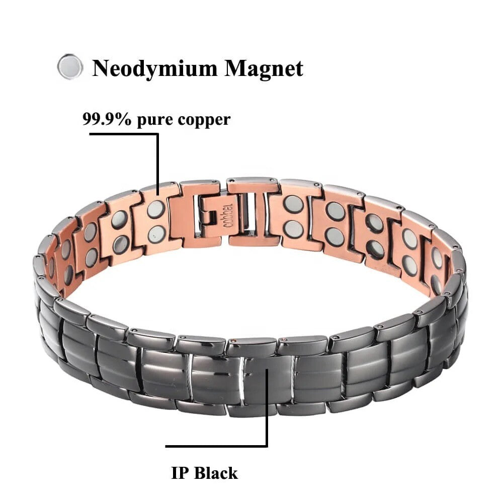 Pure Copper Neodymium Magnetic Therapy Bracelet Double Strong Men Women Healing