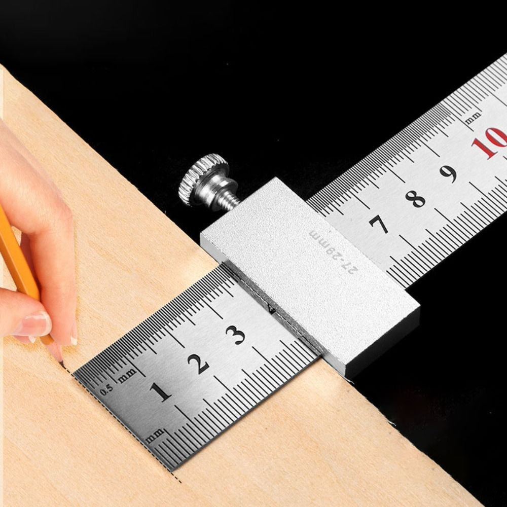 Woodworking Steel Ruler Straight Ruler Gauge Positioning Mark Square Stop Block