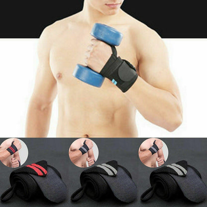 Weight Lifting Gym Muscle Training Wrist Support Straps Wraps Bodybuilding AU