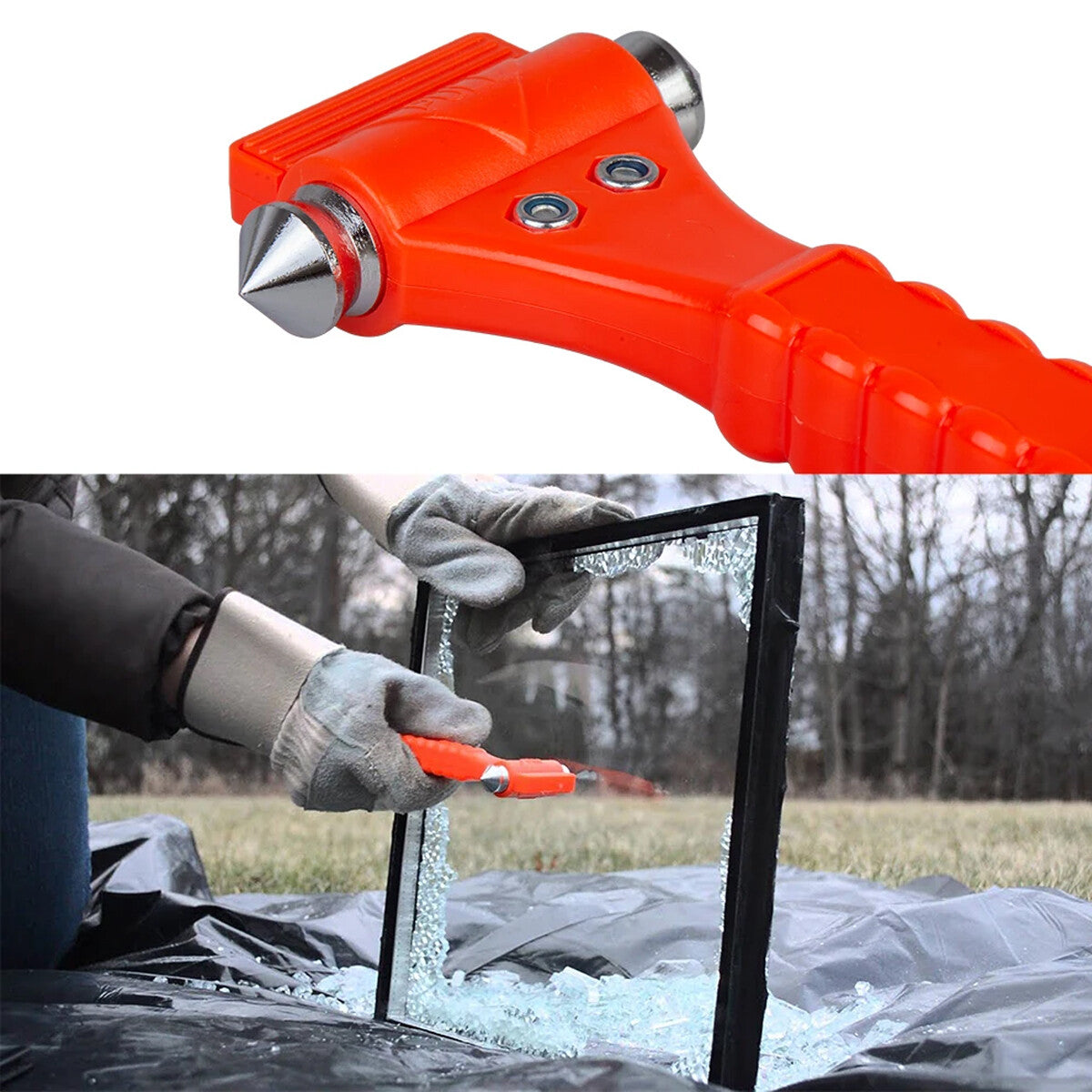 2X Car Emergency Hammer Window Glass Breaker Seat Belt Cutter Safety Escape Tool – Compatible with Seat
