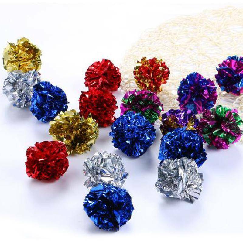 6-60PCS Cat Crinkle Balls Kitty Fun Toy Interesting Crinkly Sounds Soft New AU