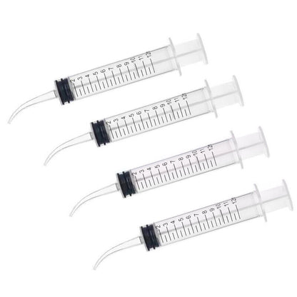 4PCS Dental Syringe 12ml Disposable Oral Irrigation Curved Tip Elbow Lab AU
