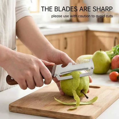2pcs Stainless Steel Vegetable Peeler Wooden Handle Potato Slicer Kitchen Tool