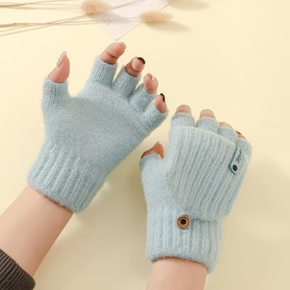 Thicken Plush Mittens Thermal Fingerless Gloves Half-finger Gloves  Winter
