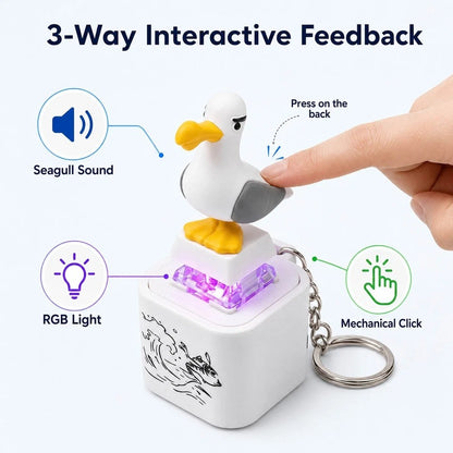 Seagull Mine Keychain,Button with Sound Rechargeable Keyboard Clicker Fidget Toy