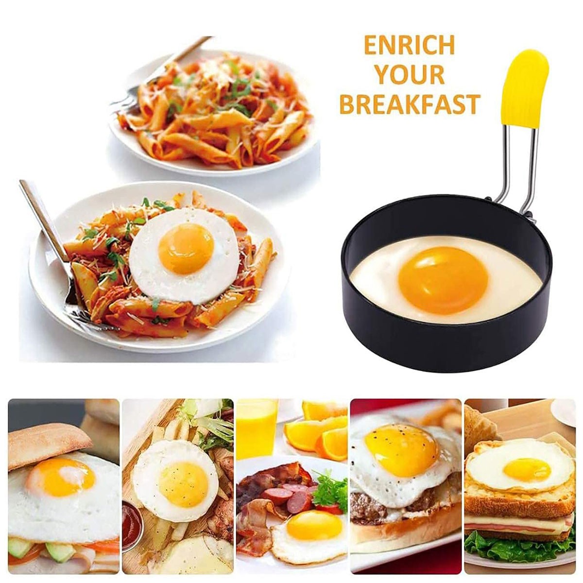 4 Pack Non Stick Omelette Egg Ring Set Iron Frying Pan Mold Kitchen Cooking Tool