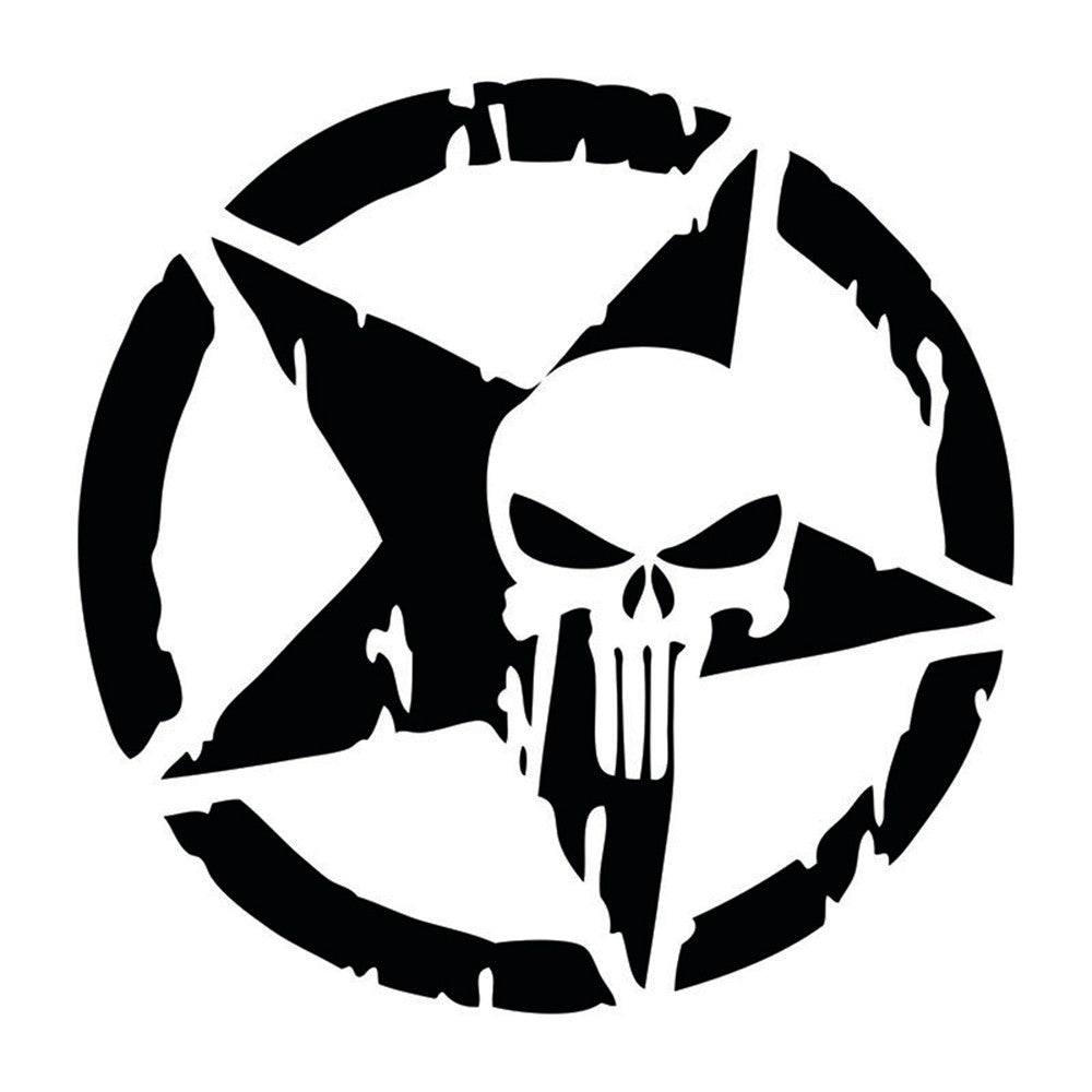New Auto Reflective Punisher Star Vinyl Decal Skull Pentagram Car Sticker