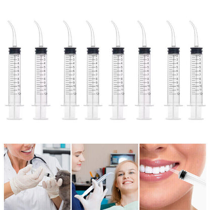 4PCS Dental Syringe 12ml Disposable Oral Irrigation Curved Tip Elbow Lab AU