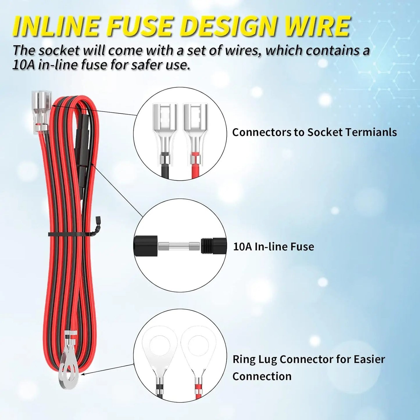 12V Cigarette Lighter Socket Outlet with Eject Button Lighter Plug 1 Set