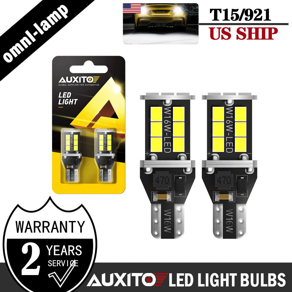 2X White AUXITO LED Bulbs Car Reverse Backup Light 912 921 T15 W16W Canbus 6500K