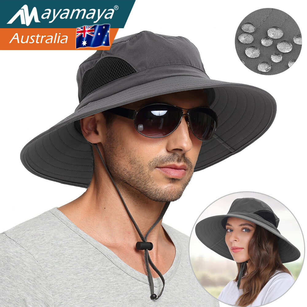Men Wide Brim Bucket Hat UV Protection Sun Cap Women Fishing Hiking Outdoor Gift