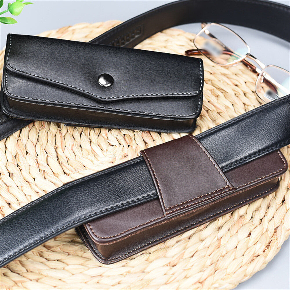 PU Leather Reading Glasses Storage Box Belt Wearable Belt Cases Sunglasses Box