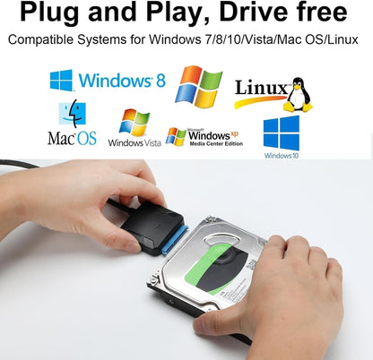 USB 3.0 SATA III Adapter Cable 2.5 3.5 Inch SSD HDD Hard Drive Converter 12V 2A