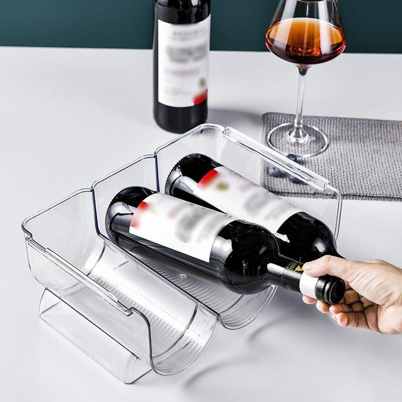 Fridge Organiser Wine Beer Stacking Bottle Rack Kitchen Space Saving Can Holder
