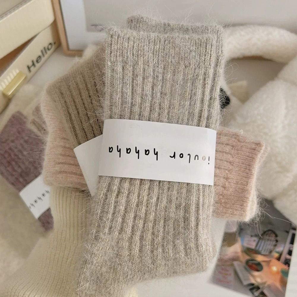 Cashmere Mid Tube Socks Thick Long Socks Winter Warm Velvet Socks  For Women