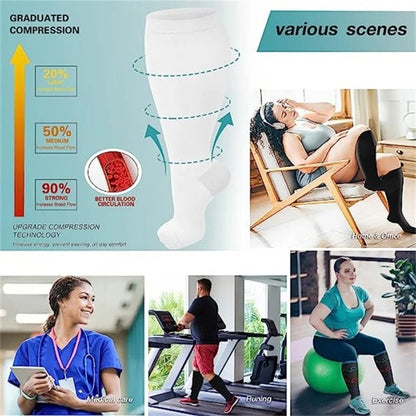 Plus Size Compression Socks 2XL-7XL Calf Socks New Extra Size Fat Sock  Sports