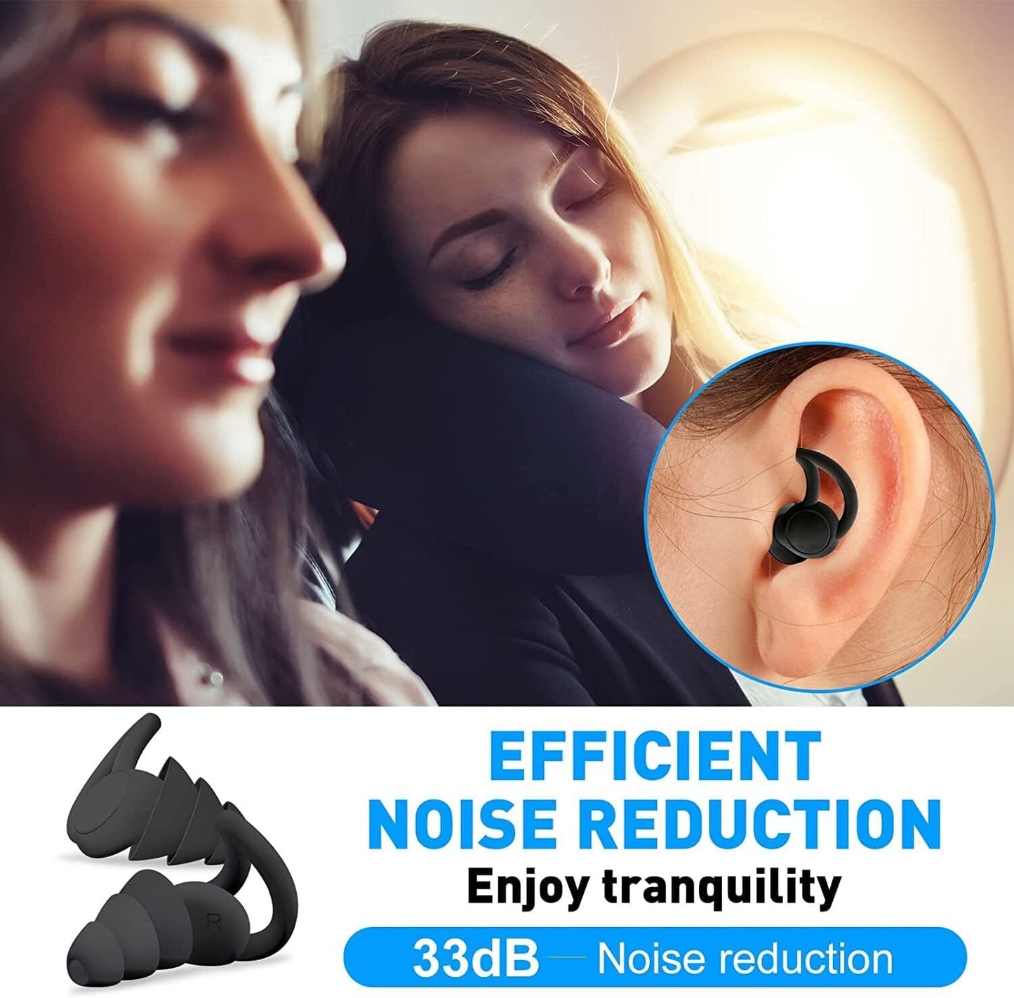 Ear Plugs for Sleeping Reusable Soft Silicone Ear Plugs for Noise Reduction 2024