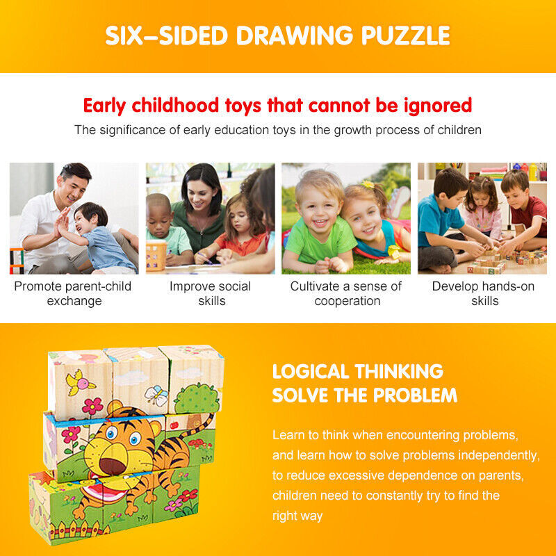 Toddler Puzzles Child 6 Animal Shape Wooden Toys Baby for 1 2 3 Year Old AU
