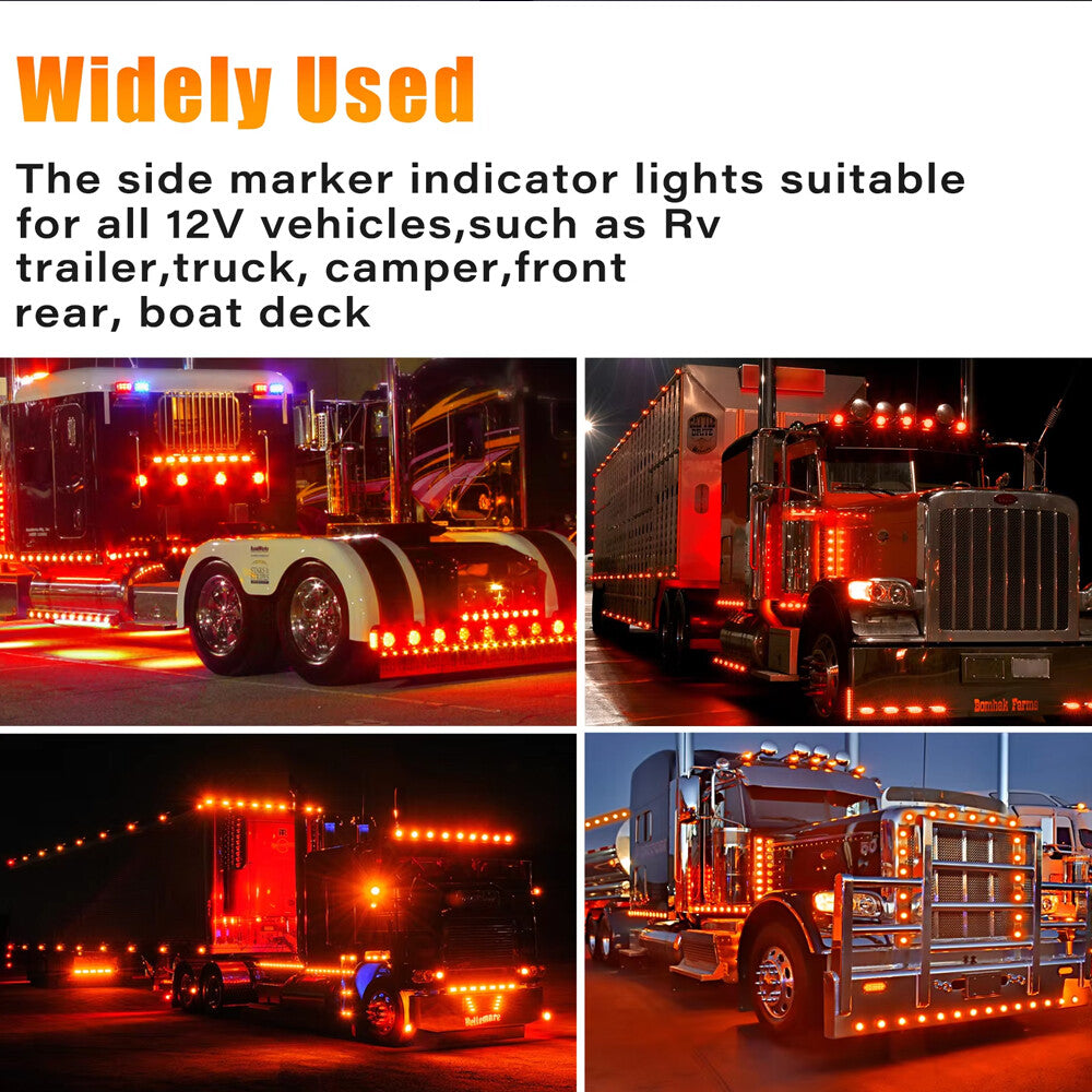 10 x Red Round LED Rear Marker Lamps 1.91CM 3LED 12V LED Rear Marker Lights