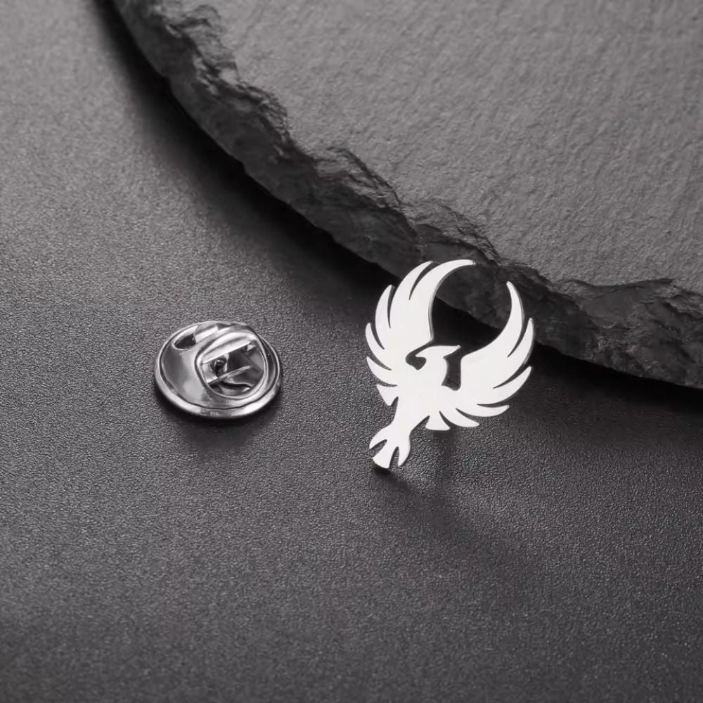 Stainless Steel Phoenix Brooch Pin No Rust Metal Badge  Shirt Accessories