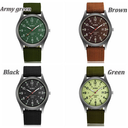 Portable Stainless Steel Fashion Military Sport Men's Wrist Watch Quartz