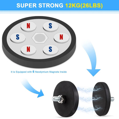 6pcs Rubber Coated Magnet M6 Magnetic Base Heavy Duty Magnetic Mount Holder