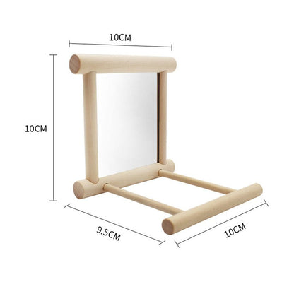 Bird Wood Perch Stand With Mirror Swing Parrot Pet Budgie Cage Hanging Toy AU