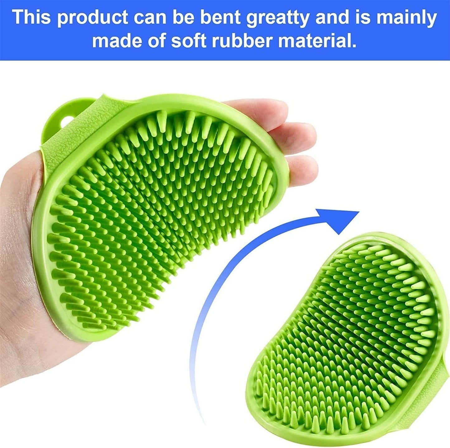 Pet Dog Puppy Bath Brush Flexible Mitt Comb Grooming Brush with Adjustable Strap