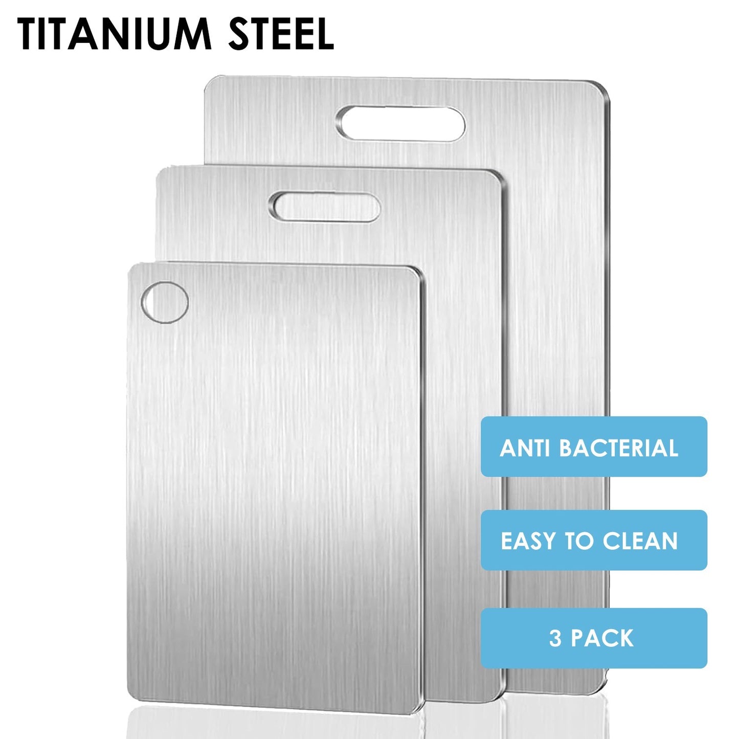 304 Stainless Steel Anti-Bacterial Cutting Chopping Boards 3pcs Altern Tatimium