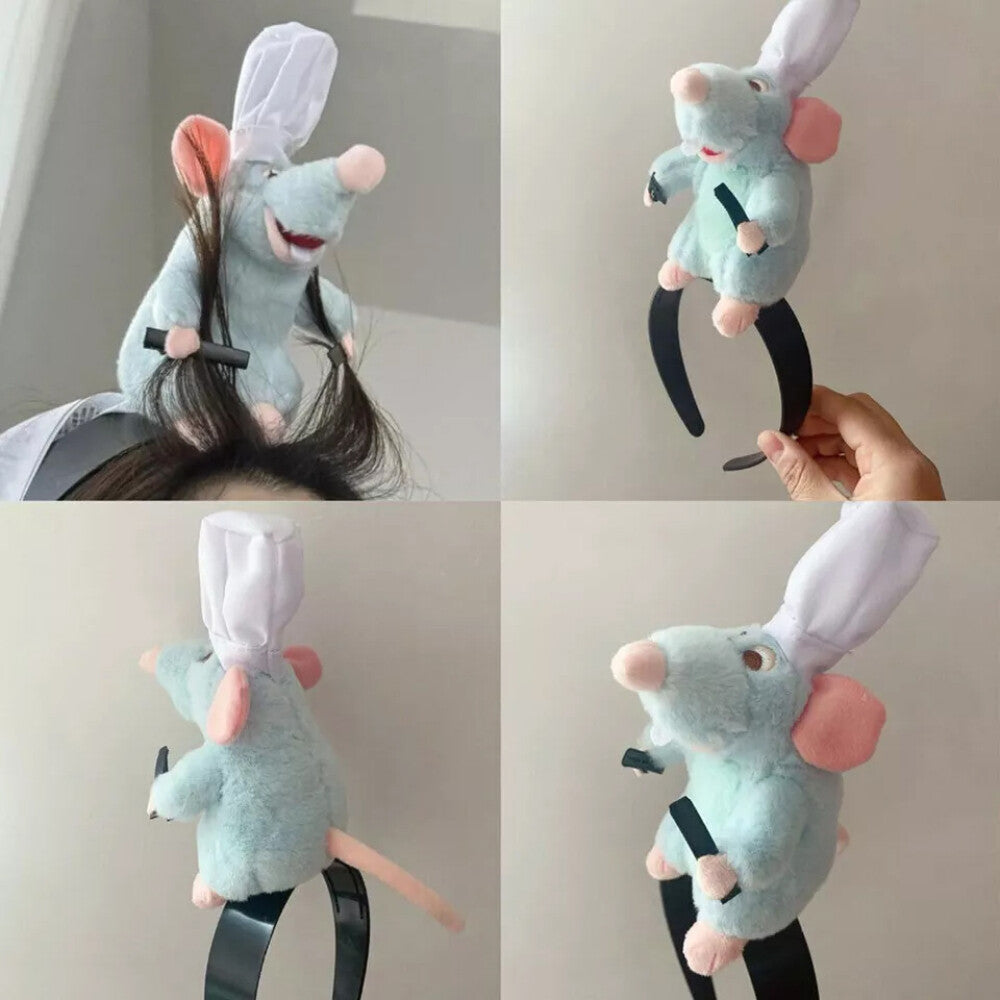 2PCS Creativity Ratatouille Hairband CartooGVPlush Doll Headband French Hairpin