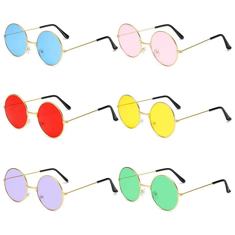 60s HIPPY GLASSES - Red, Blue, Purple, Green Yellow & Pink Hippie John Lennon