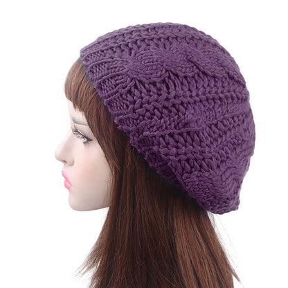 Women Lady Beret Cap girl Slouch Knitted Crochet Winter Beanie Hat Warm Baggy