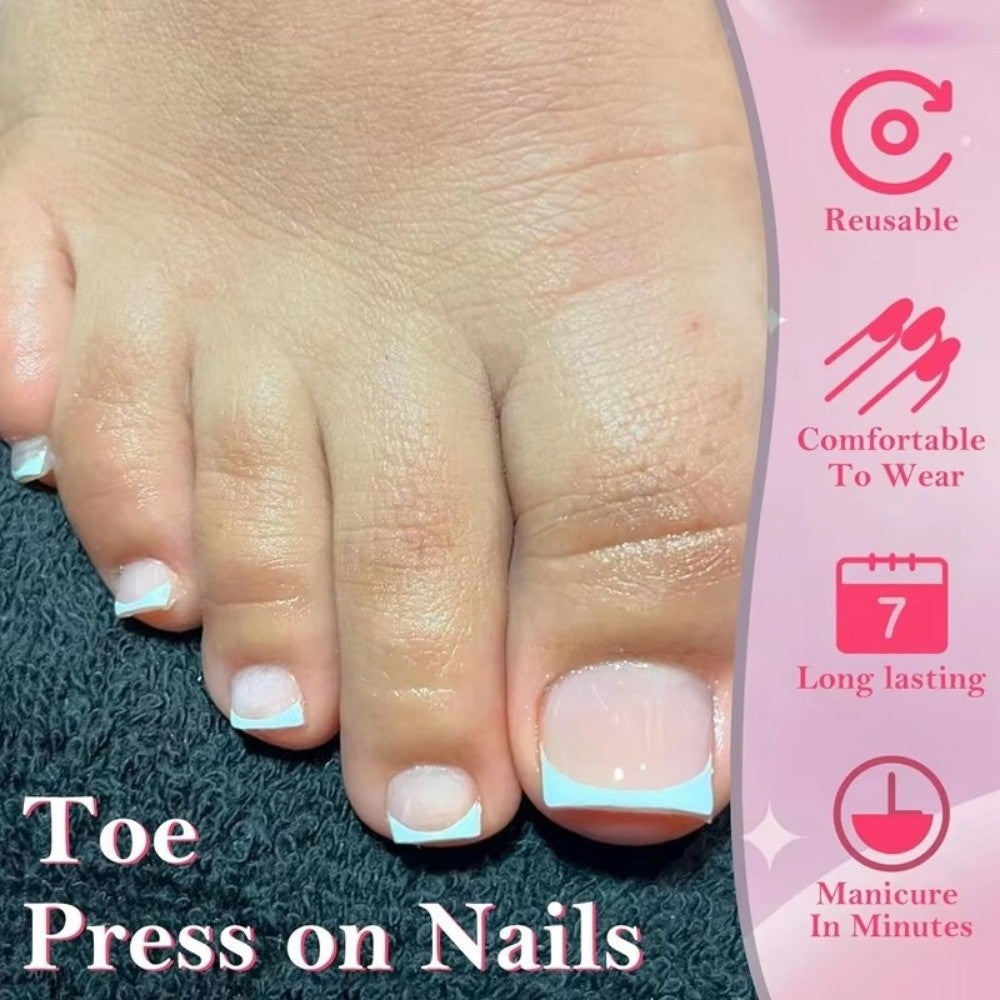 120Pcs Chic French Short Tip Toenail Press on Fake Toe Nails  Nails Art