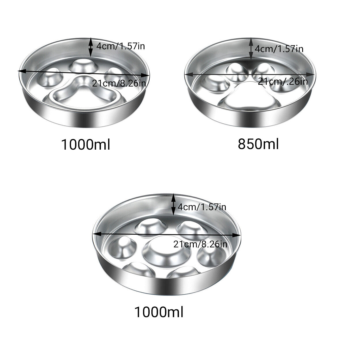 Feeder Bowl Stainless Dish Puppy Dog Pet Cat Slow Food Bowl Non-Slip Feeding AU