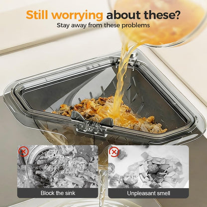 Triangular Magnetic Corner For Sink Strainer Basket Touchless Kitchen Drain