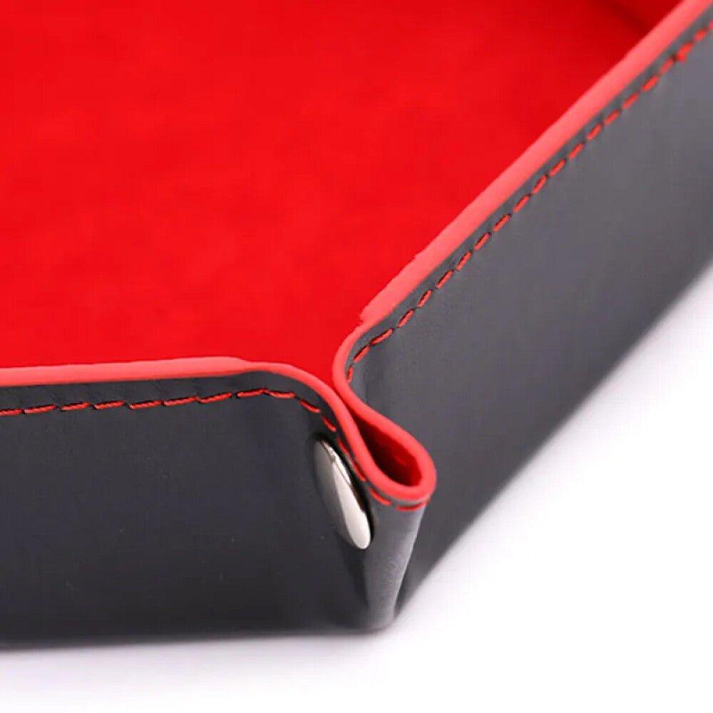 Dice Tray Hexagon Folding PU Leather Rolling Dice Board Games Dice Storage Box