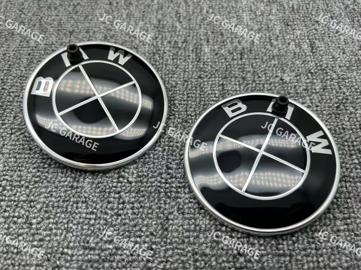 Genuine Style All Black 82mm Front 74mm Rear Emblem Badge With 2pcs Grommets