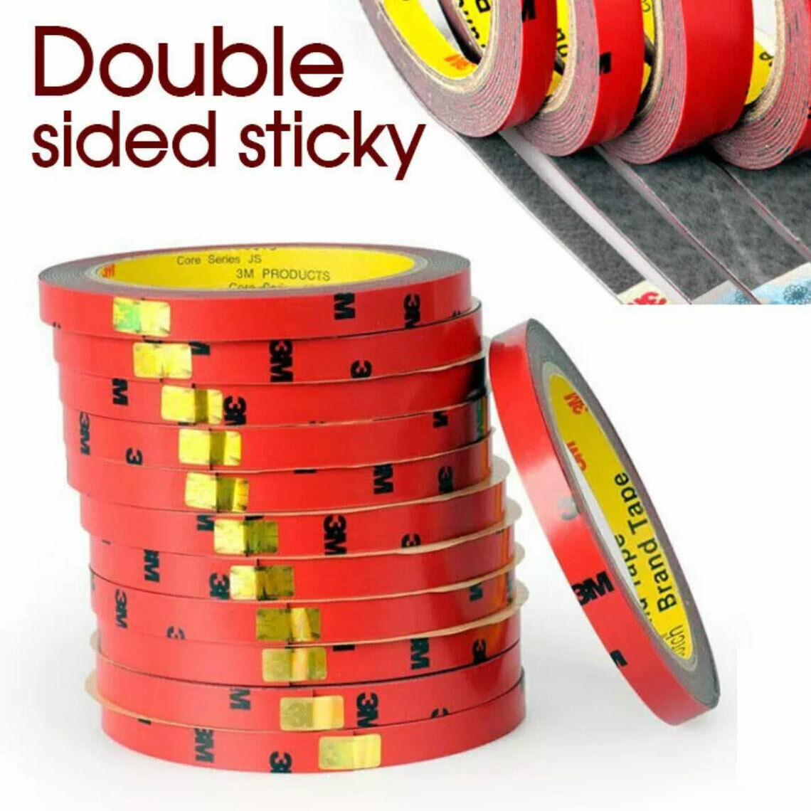 3M Strong Permanent Double Sided Super Sticky Tape Roll for Crafts and Vehicles