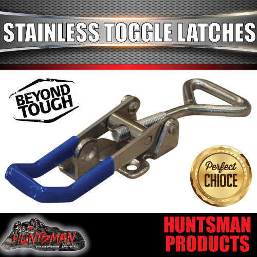 x2 Large Stainless Steel Toggle Over Centre Latch. Tool Box Truck Trailer SS304