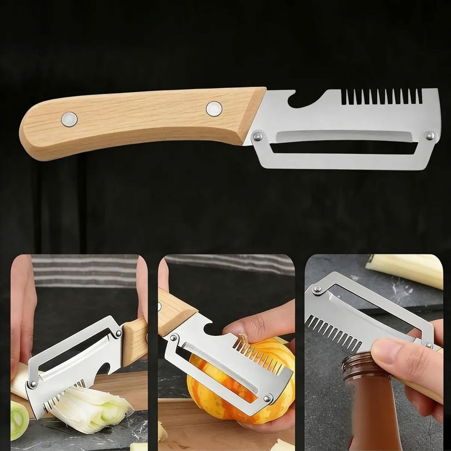 2pcs Stainless Steel Vegetable Peeler Wooden Handle Potato Slicer Kitchen Tool