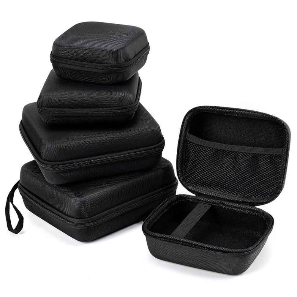 Black Zipper Earphone Case Hard Shell Pouch Carrying Bag  for Earphone