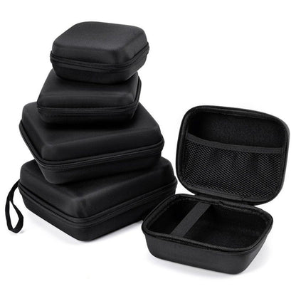 Black Zipper Earphone Case Hard Shell Pouch Carrying Bag  for Earphone