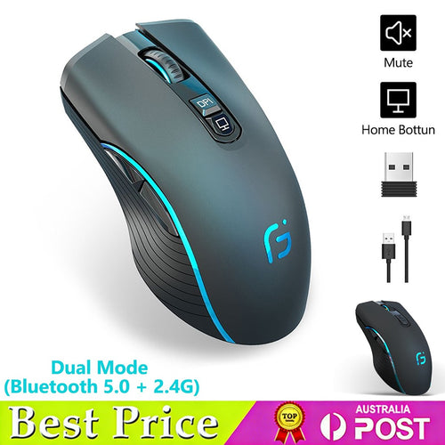 Dual Mode Wireless Bluetooth Mouse Silent Ergonomic for PC Laptops Rechargeable
