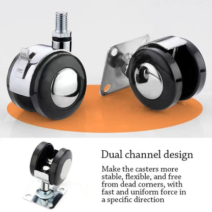 Moving Furniture Casters Wheels Soft Rubber Universal wheel Roller  For Cabinet