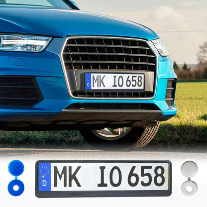 Car Anti Theft Number Plate Screws & Caps Set