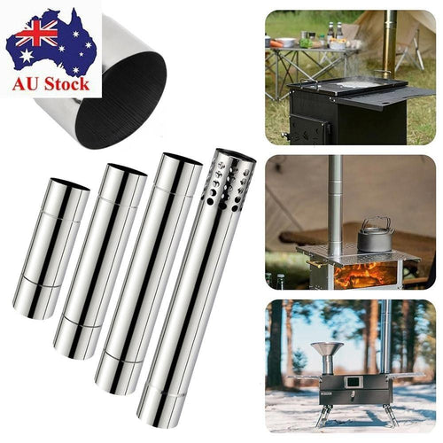 Round Chimney Pipes Stainless Steel Stove Pipes Flue Extension Tube  Camping