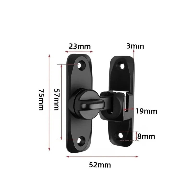 Barn Door Lock – 90/180° Adjustable Sliding Door Latch, Black Gate Lock f