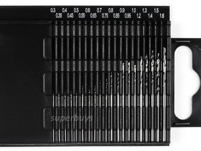 20pcs 0.3mm - 1.6mm HSS Twist Drill Bit Model Straight Tiny Mini Micro Kit Tools