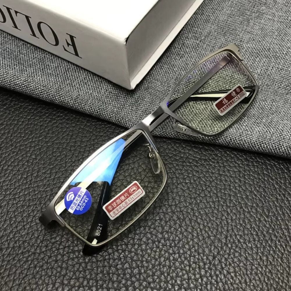 Metal PC Frame Glasses Grey Anti Eyestrain Reading Glasses  Readers