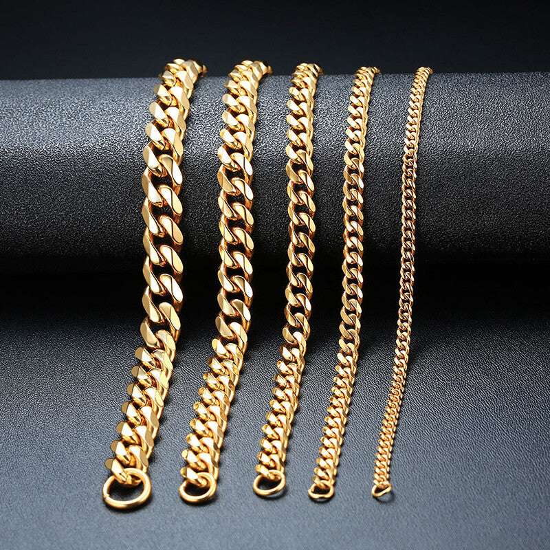 Cuban Chain Link Curb Necklace Men Women Punk Surgical Stainless Steel 2-15mm